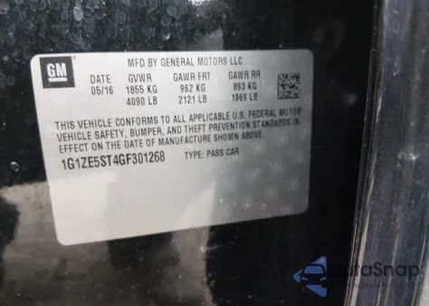 2016 Chevrolet Malibu 1Lt z USA, uszkodzony, nr VIN 1G1ZE5ST4GF301268